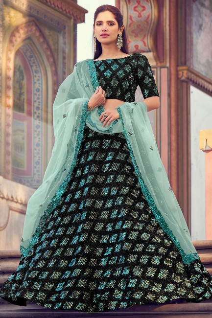 Sky Blue Thread Embroidered Lehenga | Simple lehenga, Party wear indian  dresses, Lehenga designs simple