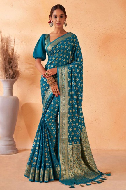 Teal Color Georgette Saree