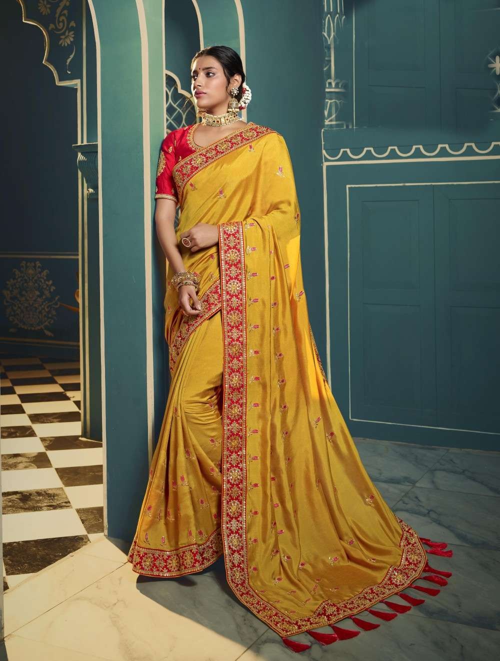 Buy Satrani Poly Silk Yellow Color Saree with Blouse piece | sarees for  Women| saree | sarees Online at Best Prices in India - JioMart.