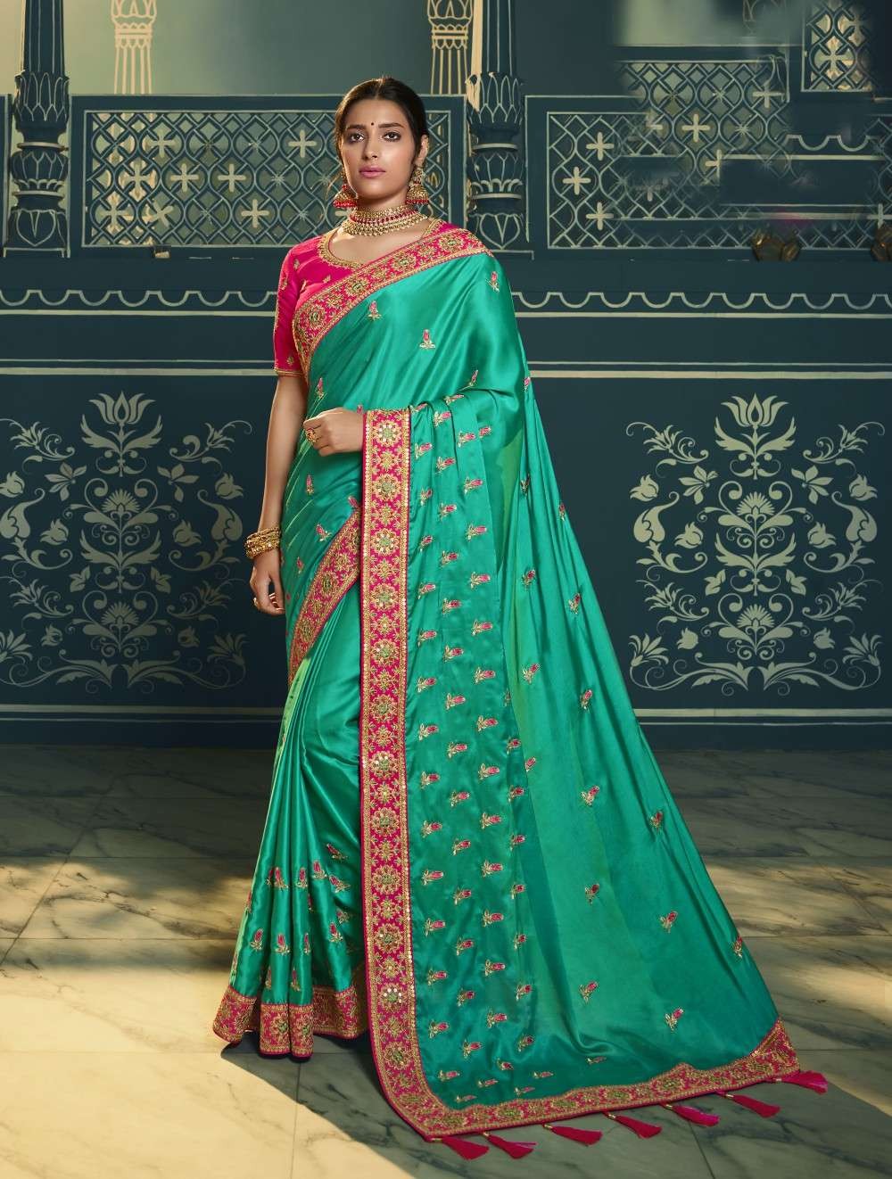 Art silk Saree with blouse in Light green colour 1202A | Art silk sarees,  Trendy sarees, Saree designs