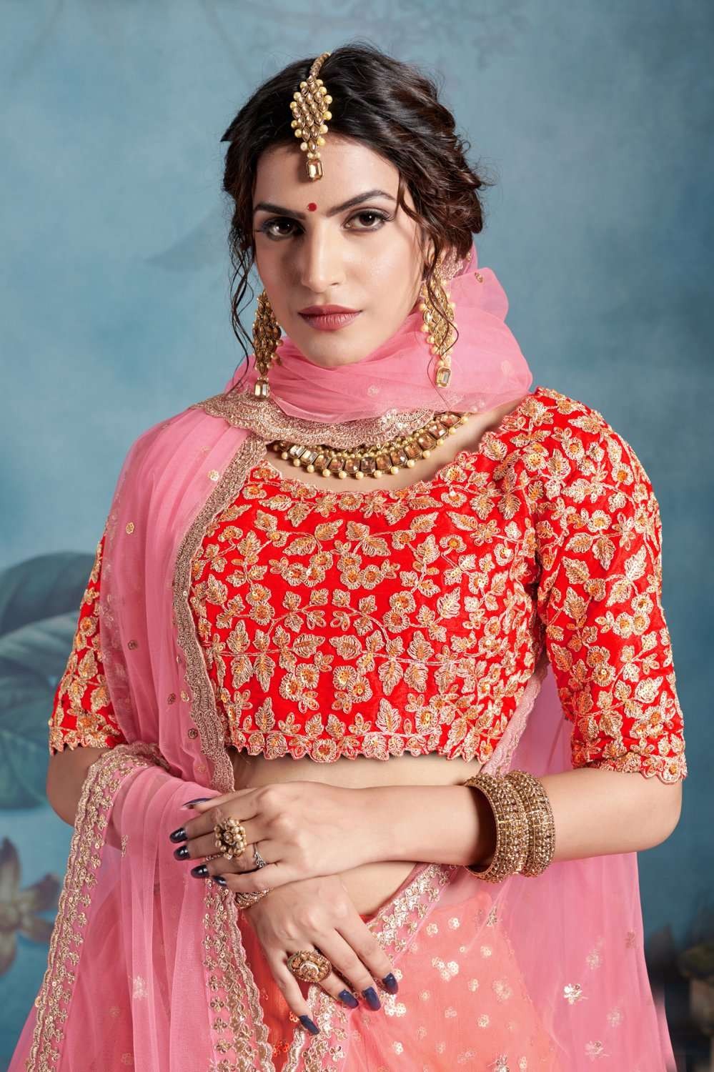 Ravishing Maroon Net Lehenga Choli