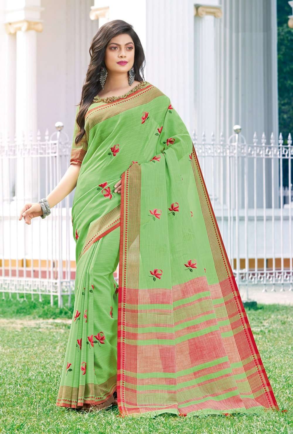 Light green colour uppada handloom cotton saree – GoCoop