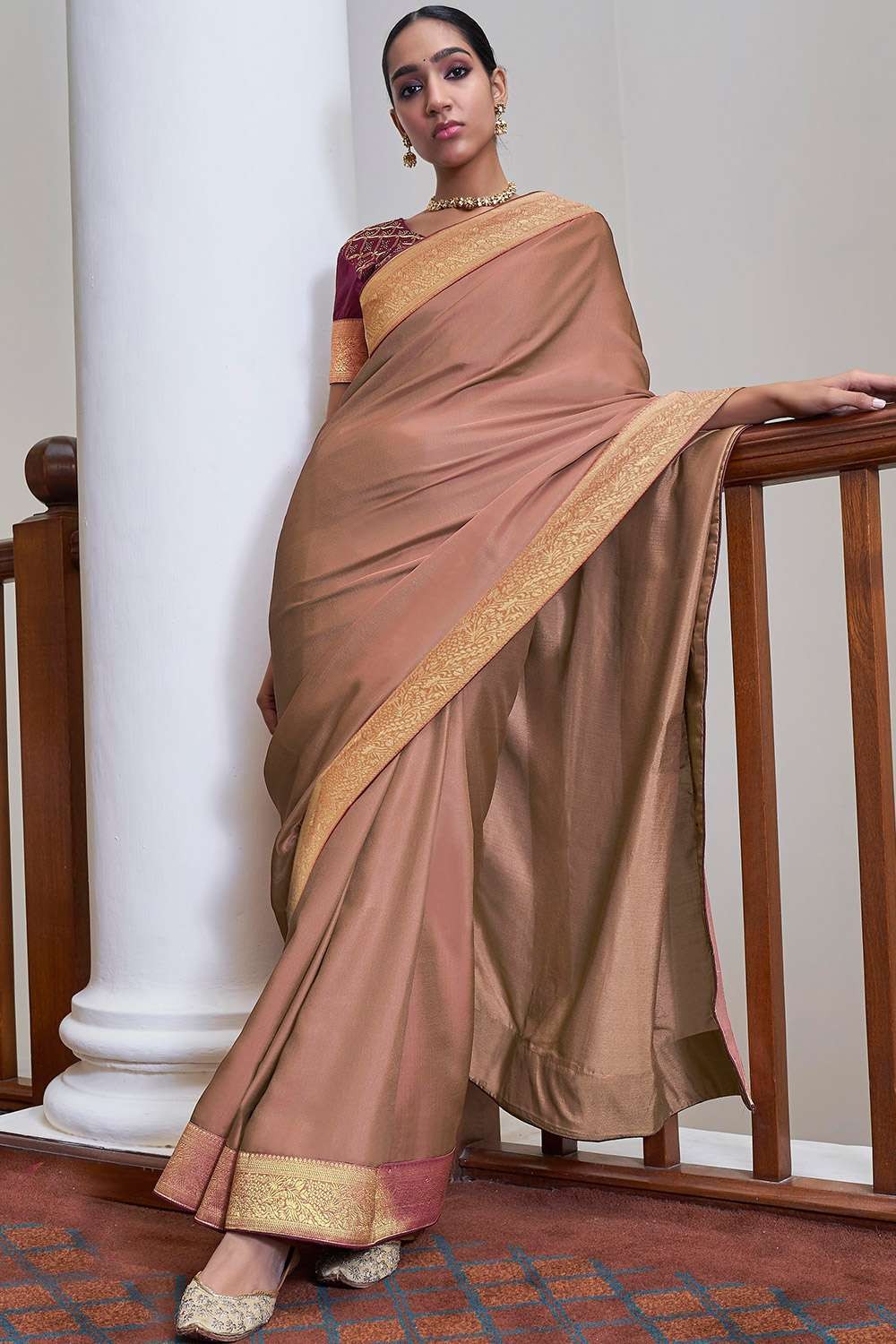 Coffee Brown Kanjivaram silk Saree – Vedhika Fashion Studio