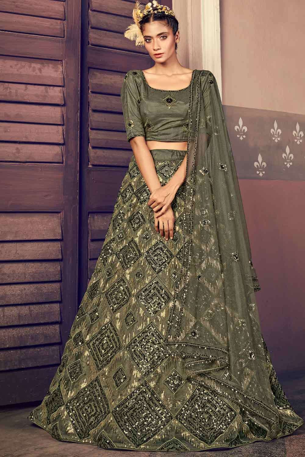 Buy Wine Sequins Lehenga Set by Designer SAWAN GANDHI Online at Ogaan.com