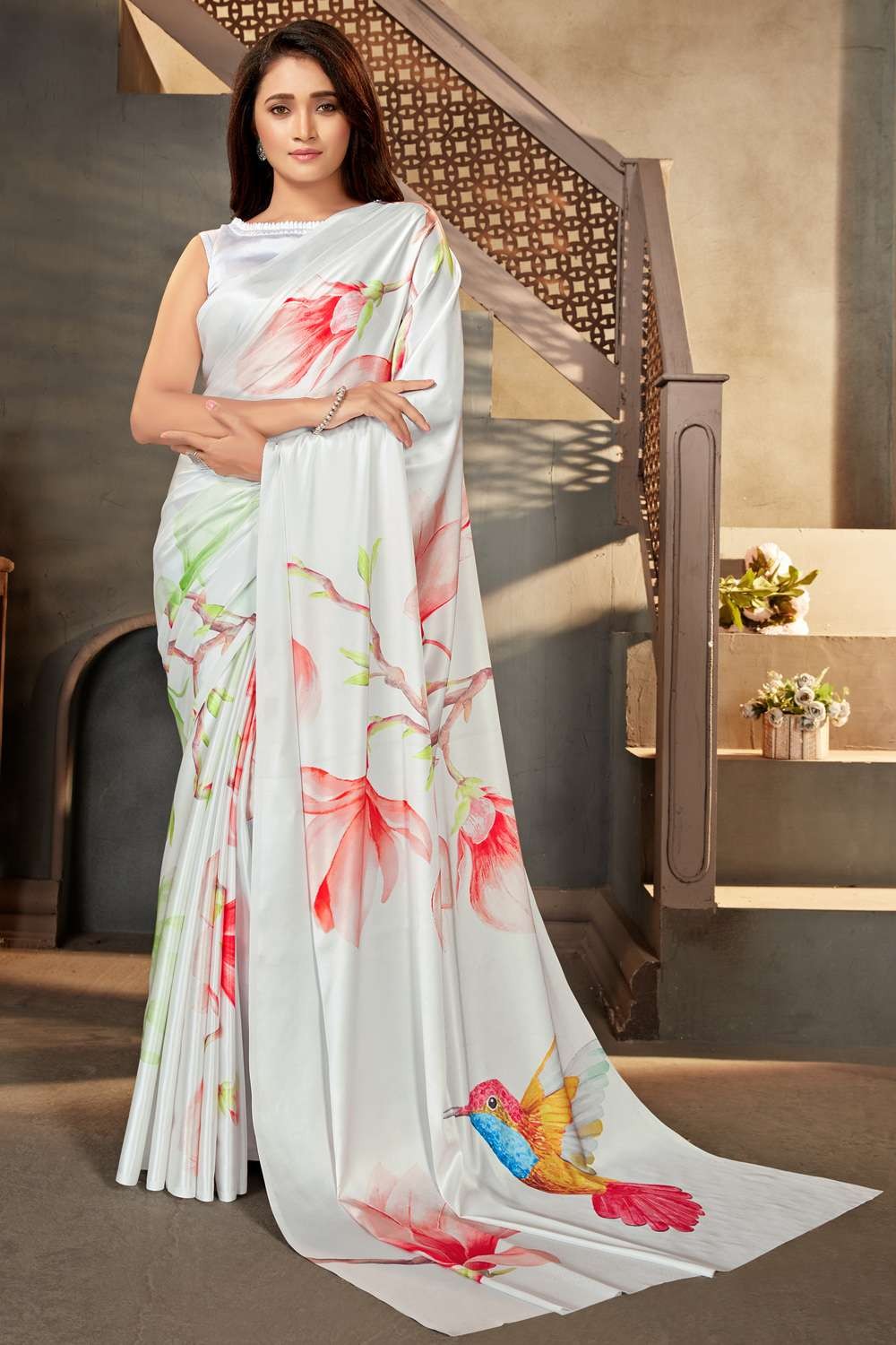 Shop White designer Pre Draped Sarees for Women Online | Aza Fashions