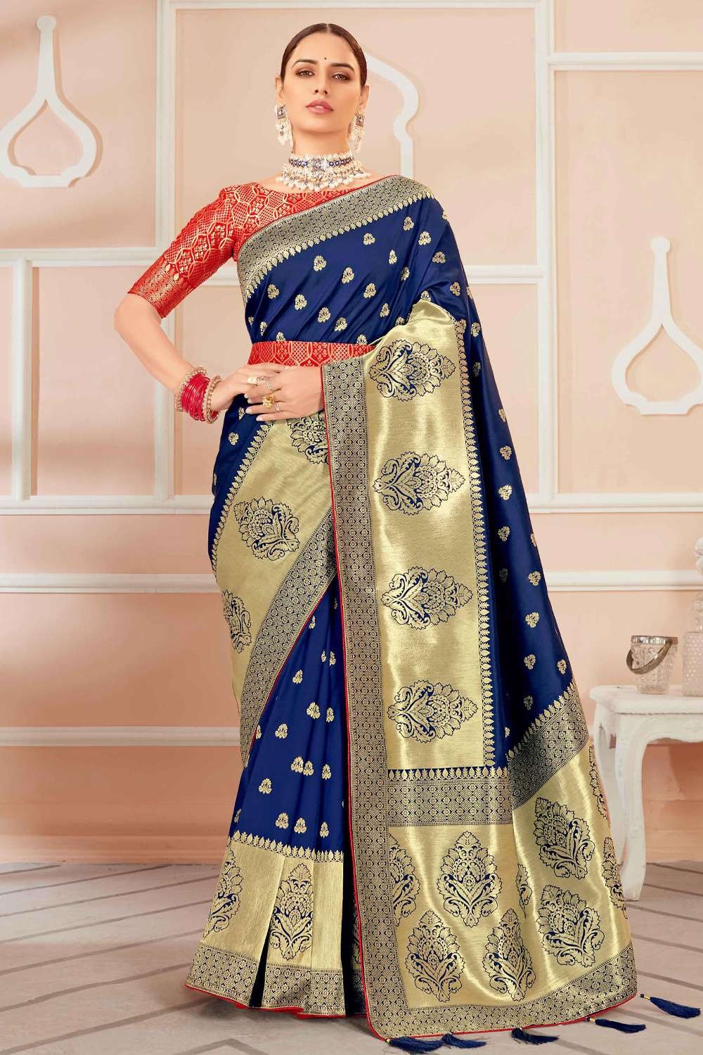 Buy online Women's Banarasi Saree With Blouse from ethnic wear for Women by  Dhruti Creation for ₹949 at 39% off | 2024 Limeroad.com