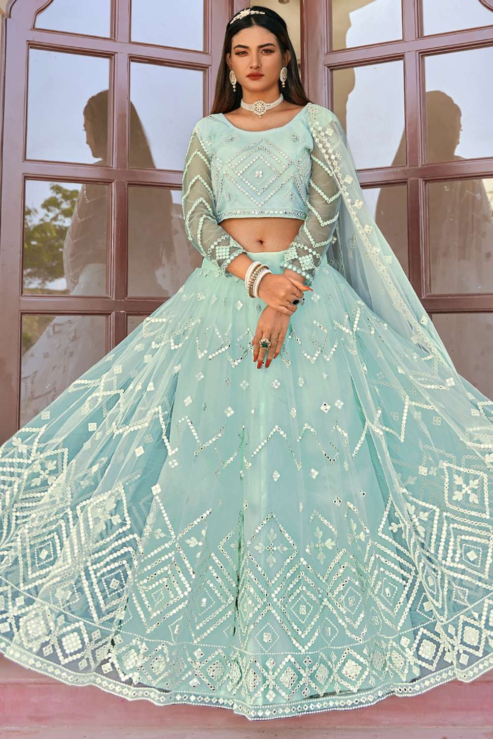 Trending | Turquoise Art Silk Designer Lehenga Choli, Turquoise Art Silk  Designer Lehengas and Turquoise Art Silk Ghagra Chaniya Cholis online  shopping