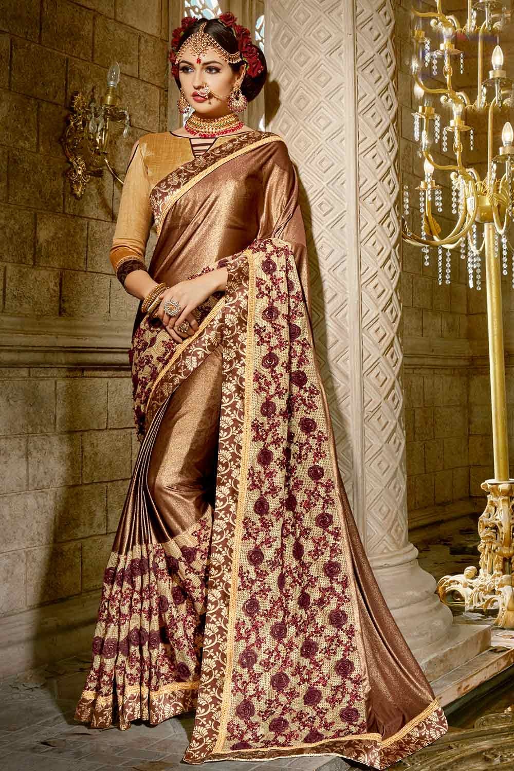 Banarasee Cotton Silk Plain Body Saree With Copper Zari Border-White