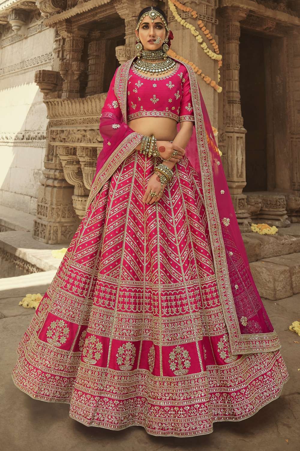 Pink Silk Bridal Lehenga Choli 277249