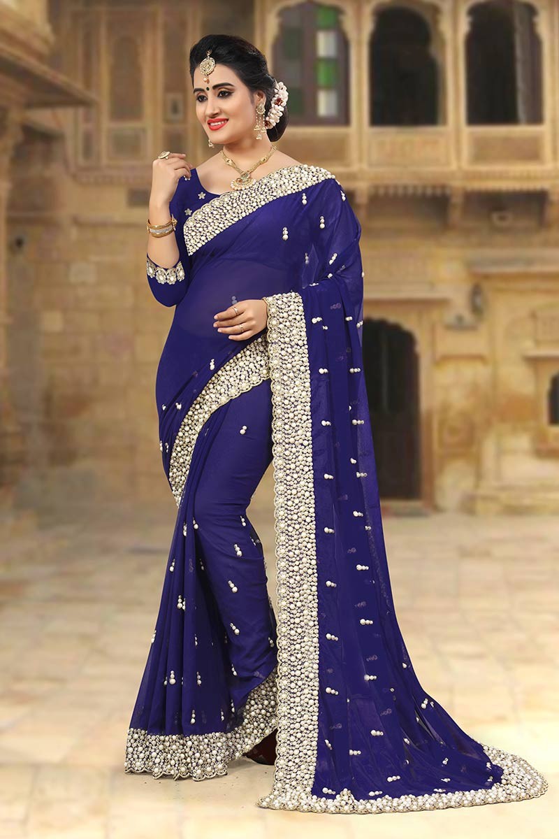 Sky, Indigo, Navy & 10+ Shades of Blue Sarees for Sale