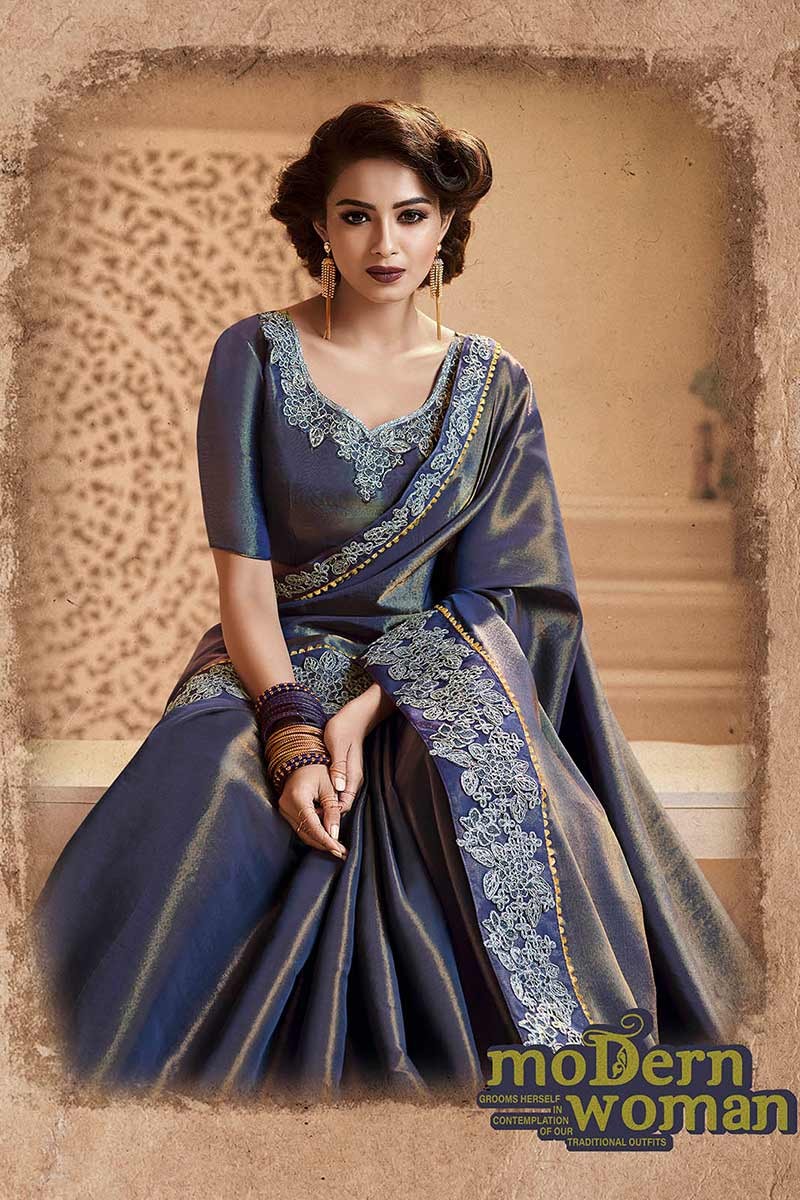 Dark Blue Fancy Saree Blouse Design 2022| Prfessional Sarees