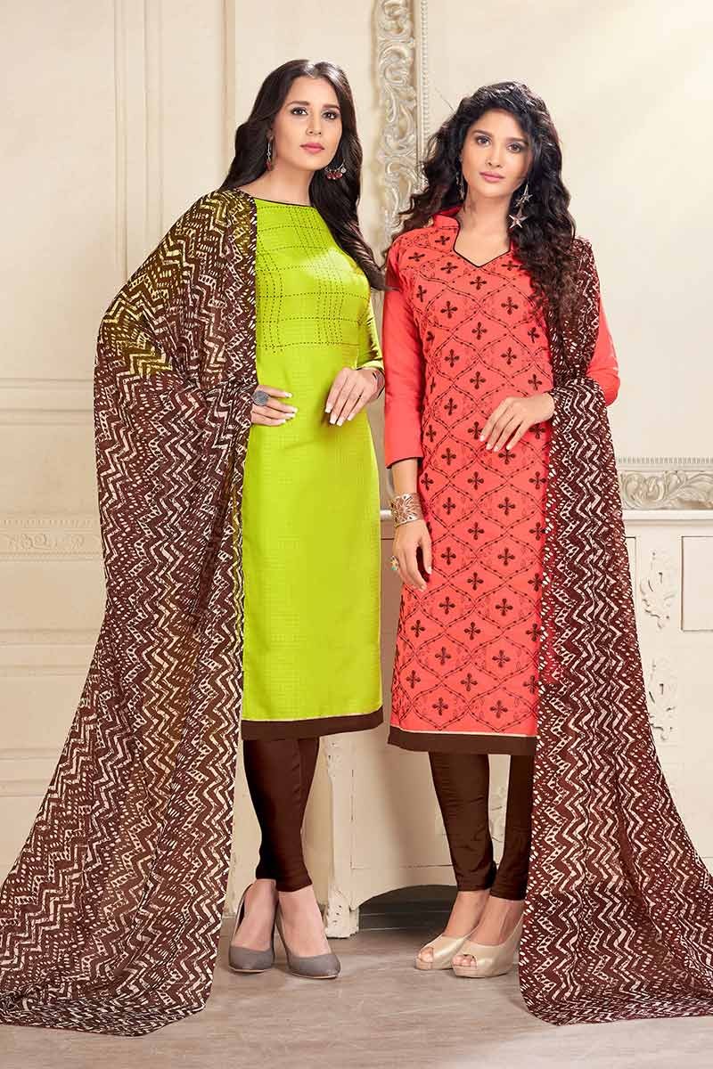 Buy Siril Women'S Crepe Fabric Red & Navy Blue Colour Unstitched Combo  Printed Salwar Suit Dress Material Online at Best Prices in India - JioMart.