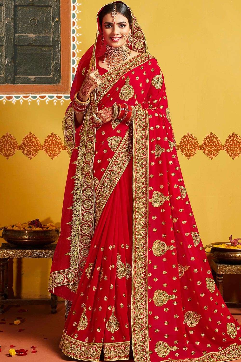 Buy Red Resham Art Silk Designer Traditional Saree : 181697 -