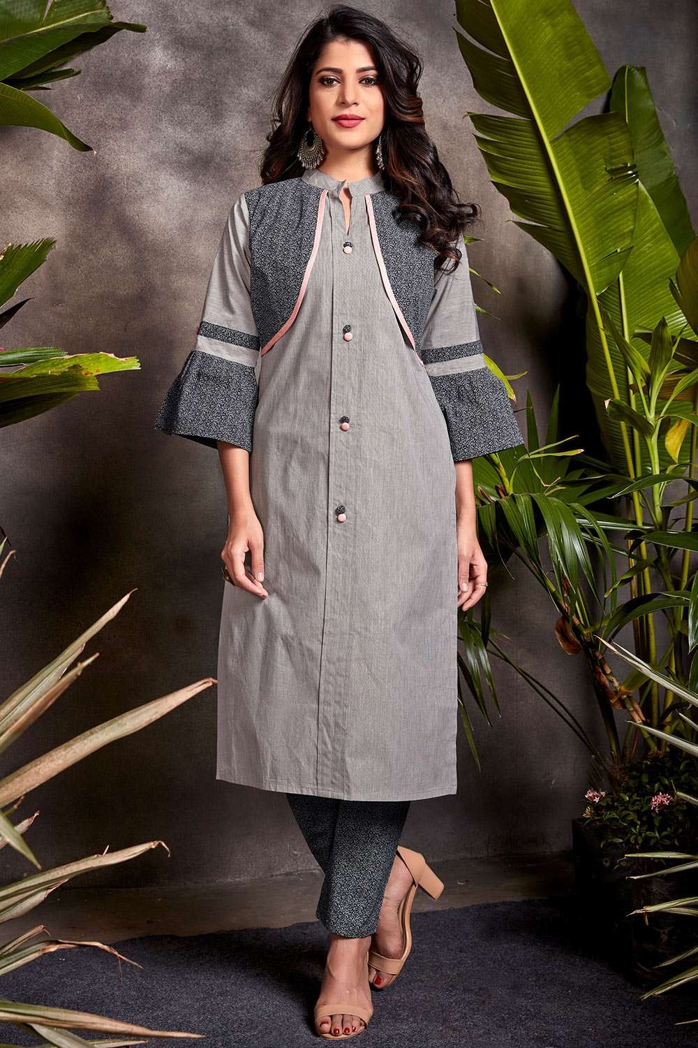 Elegant Silver Cotton Kurti - kti0518