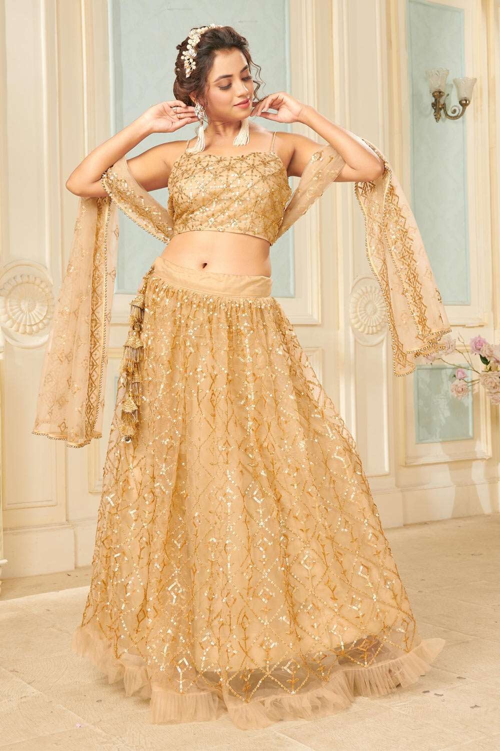 Black Party Lehenga Choli in Jacquard silk with Embroidered - LC5205