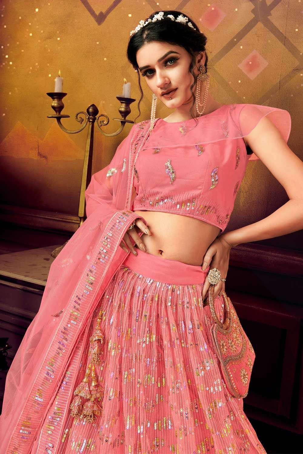 Dusty Pink Lehenga Choli For Women Designer Bollywood Trendi