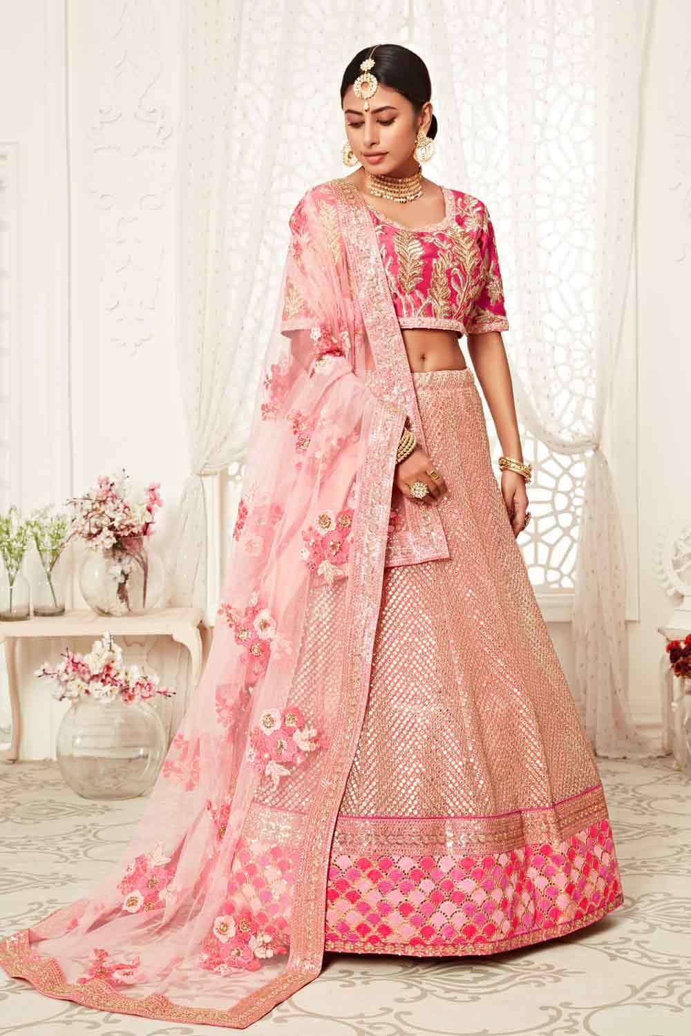 acs6463 1 lace lehenga choli in pink lc3616