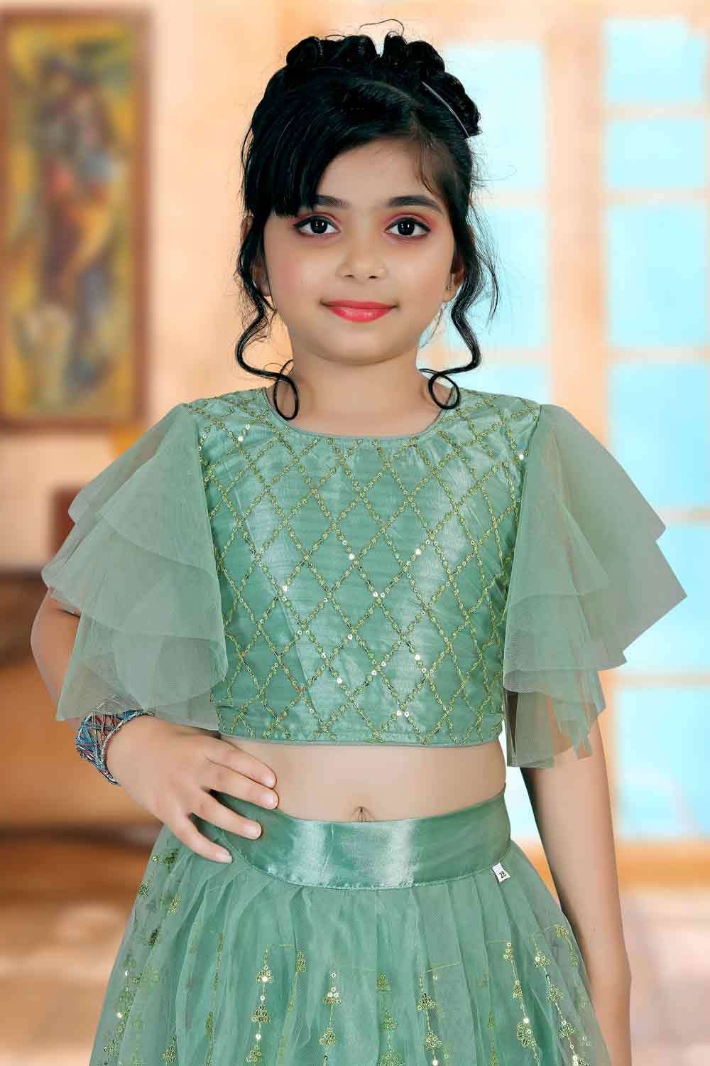 Baby Girl Bandhani Pattu Pavdai-Green – Tiber Taber Kids
