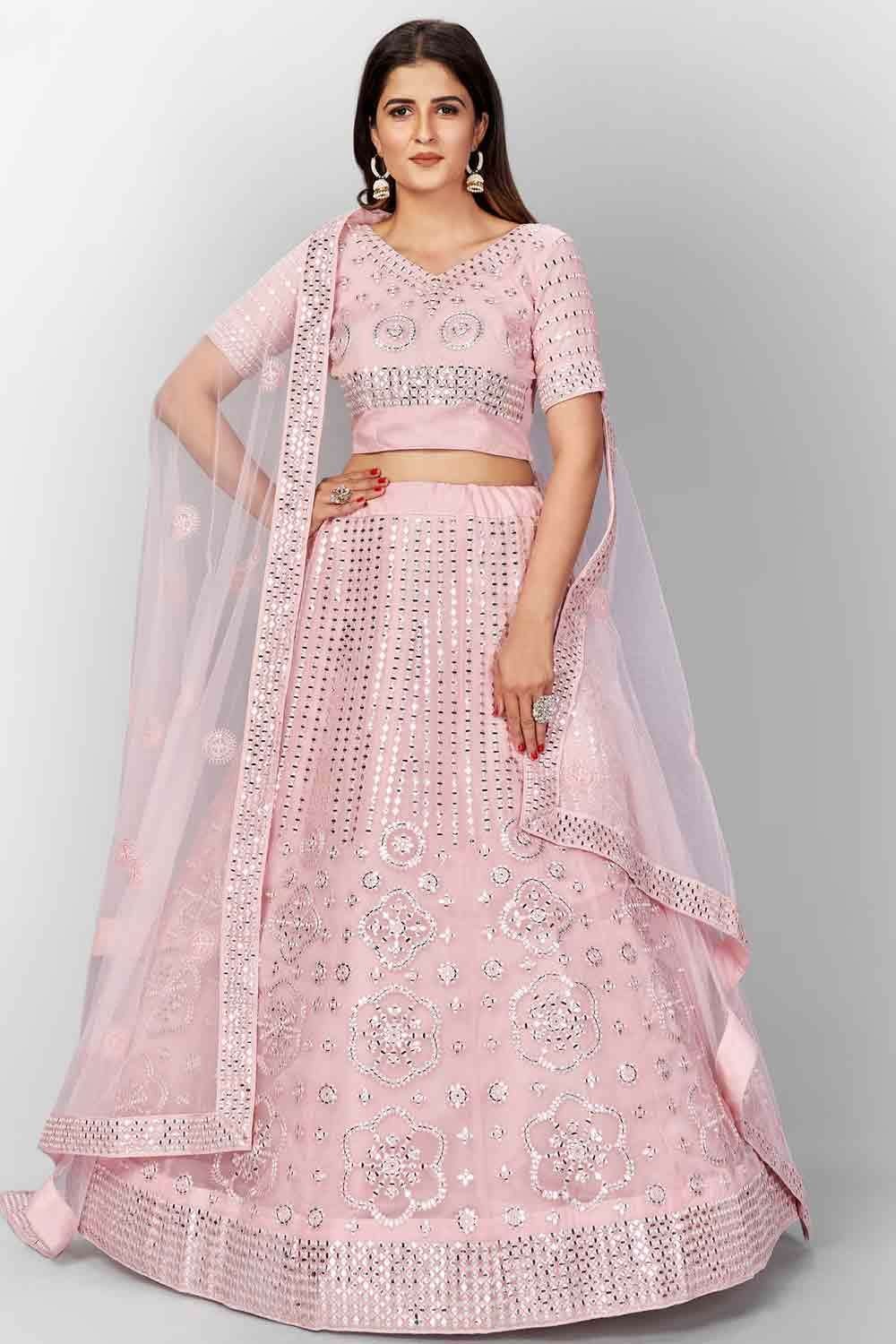 Royal Sea Green Lehenga Choli with Pink Dupatta Dress – Nameera by Farooq