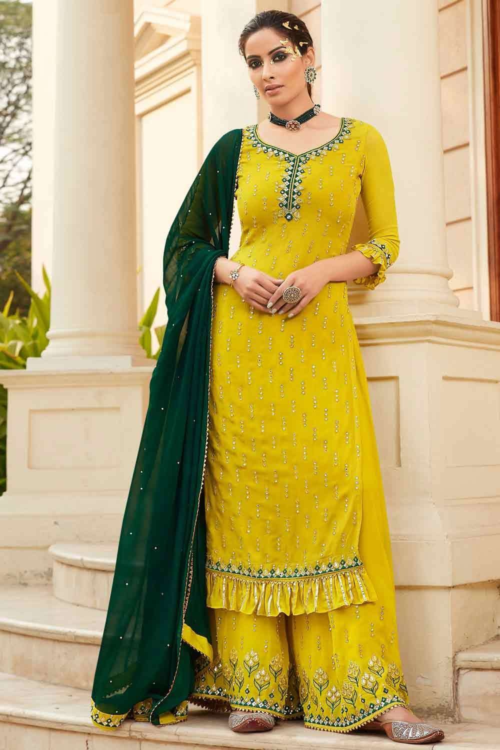Georgette Palazzo Suits at Rs 2749 in Surat | ID: 19479087362