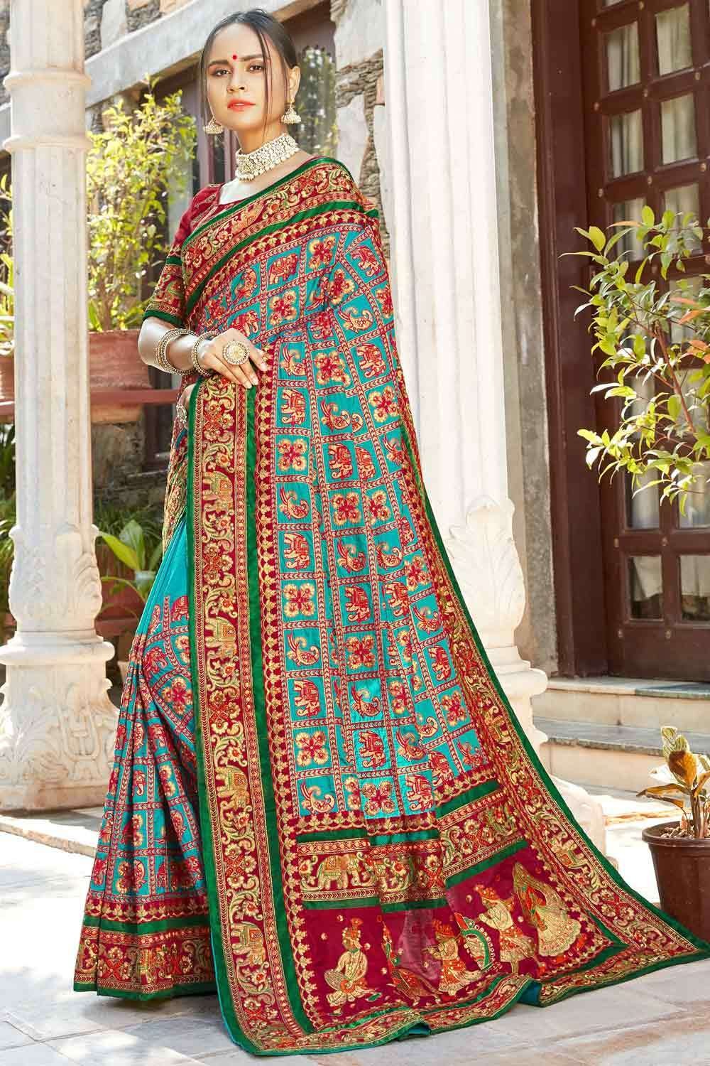 Buy Mirror Work Sarees Online in Latest Designs