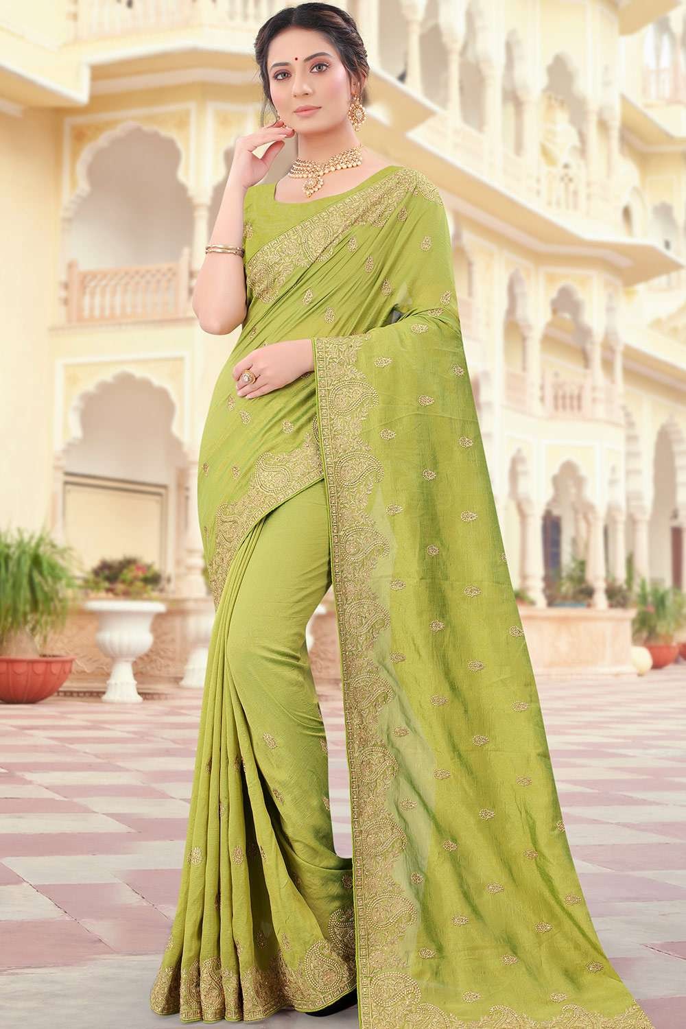 Silk Woven Saree In Pista Green Colour - SR5410751