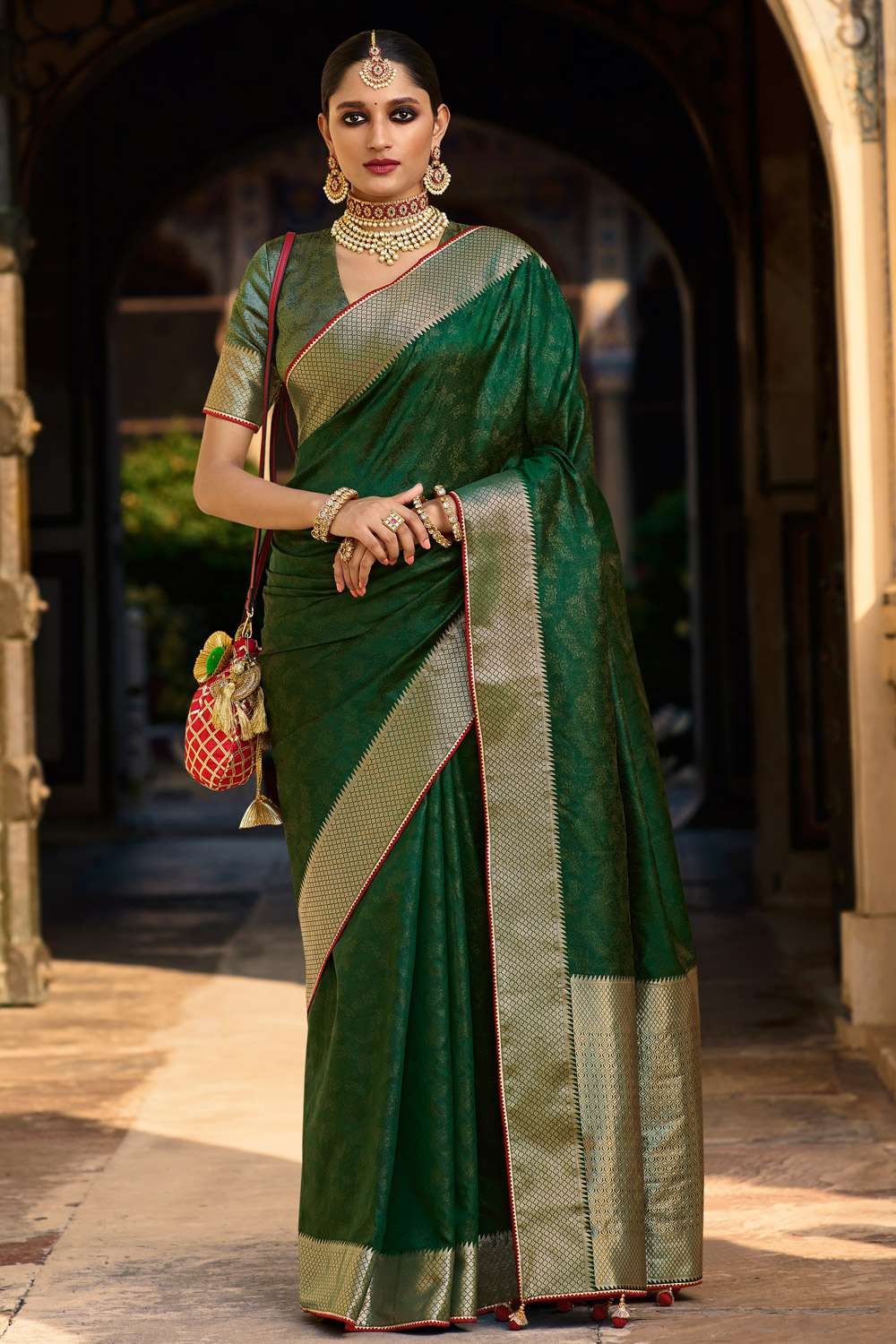 Mint Green Banarasi Wedding Saree – RawaazFashion