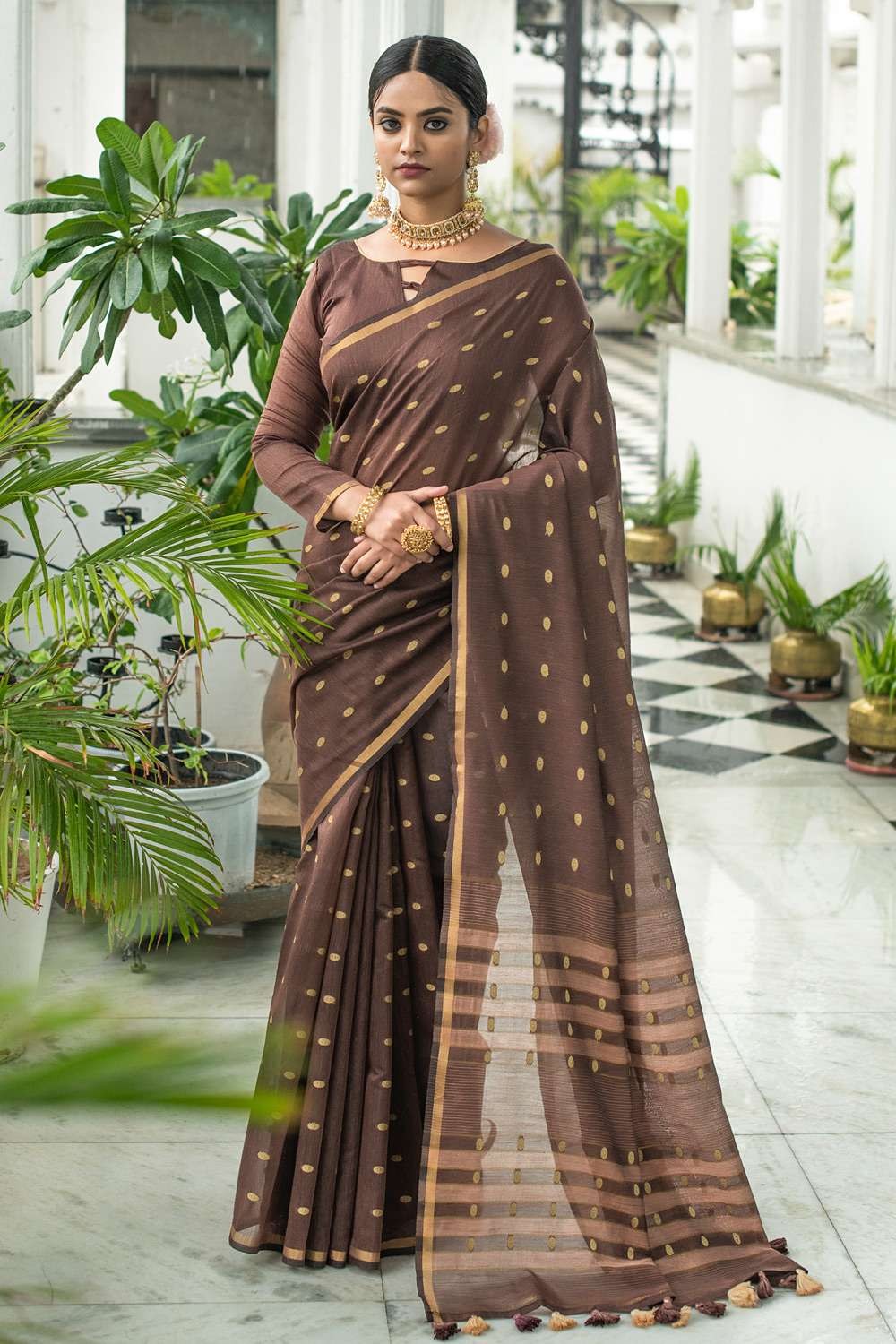 Cotton Plain Saree in Coffee in 2023 | Plain saree, Saree collection,  Designer sarees online