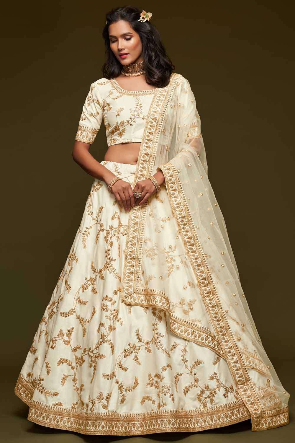 White Gold Lehenga Choli for Women Readymade Lengha Indian Wedding Lehanga  Blouse Ghagra Skirt Dress - Etsy Norway
