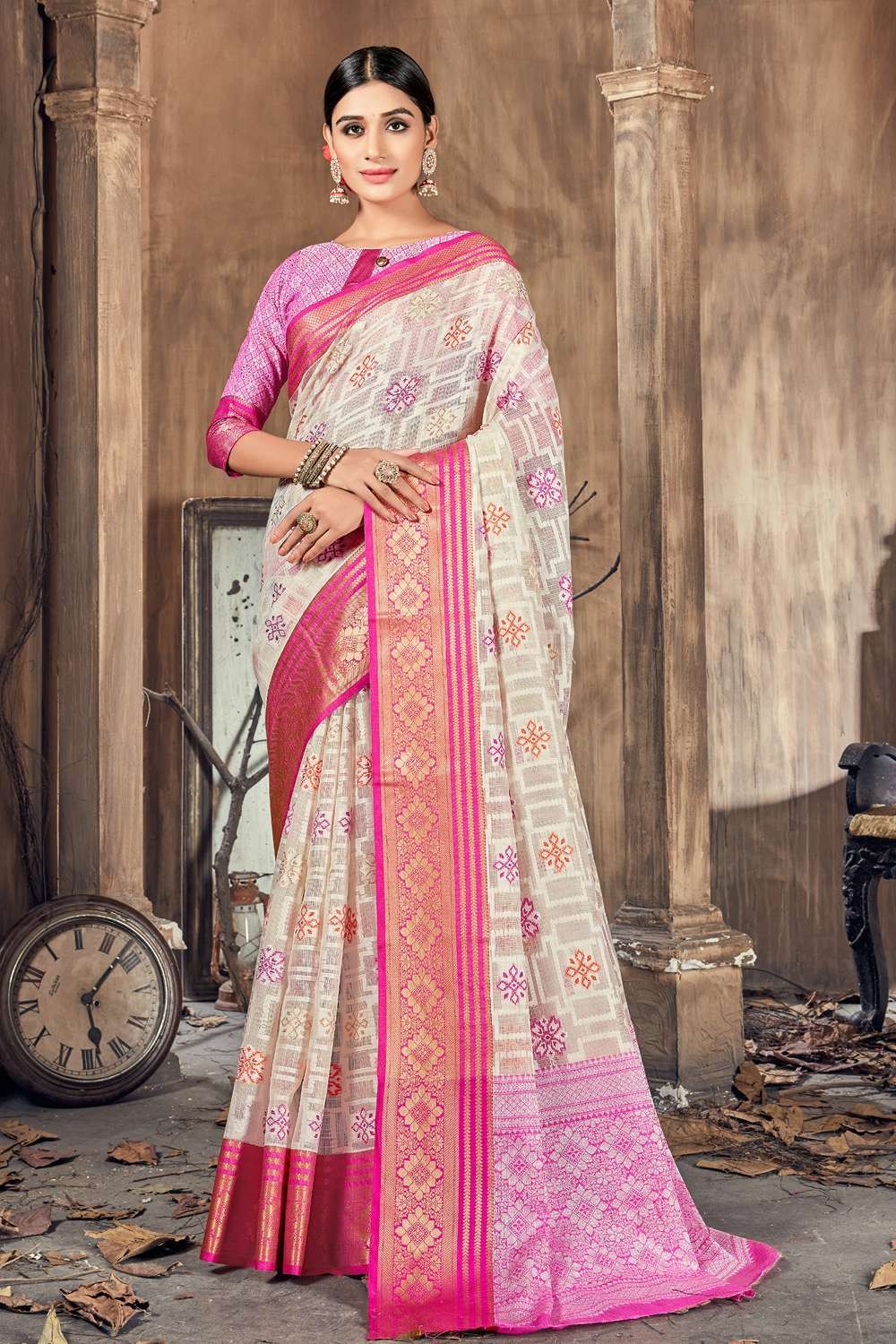 Chanderi Cotton Silk Saree - Pink – Preppy Apparels