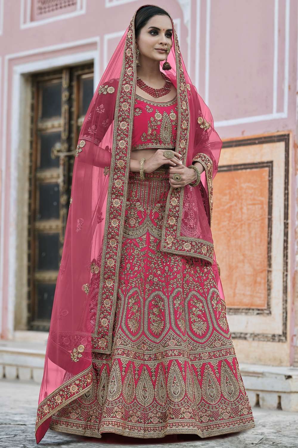 Gorgeous Light Pink Wedding Lehenga Choli For Girls – Cygnus Fashion