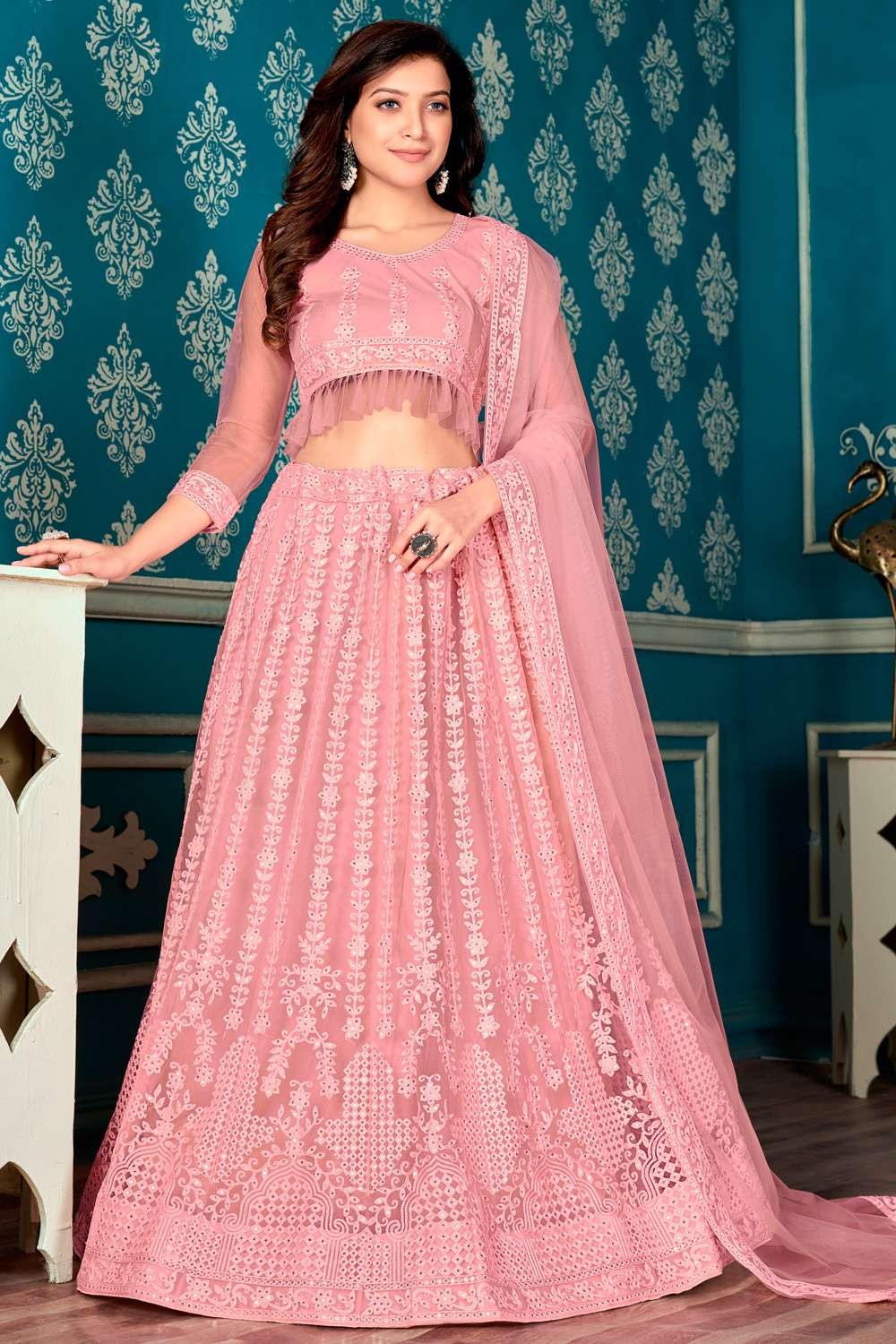 Mauve Pink Hand Embroidered Lehenga Set Design by Kalista at Pernia's Pop  Up Shop 2024