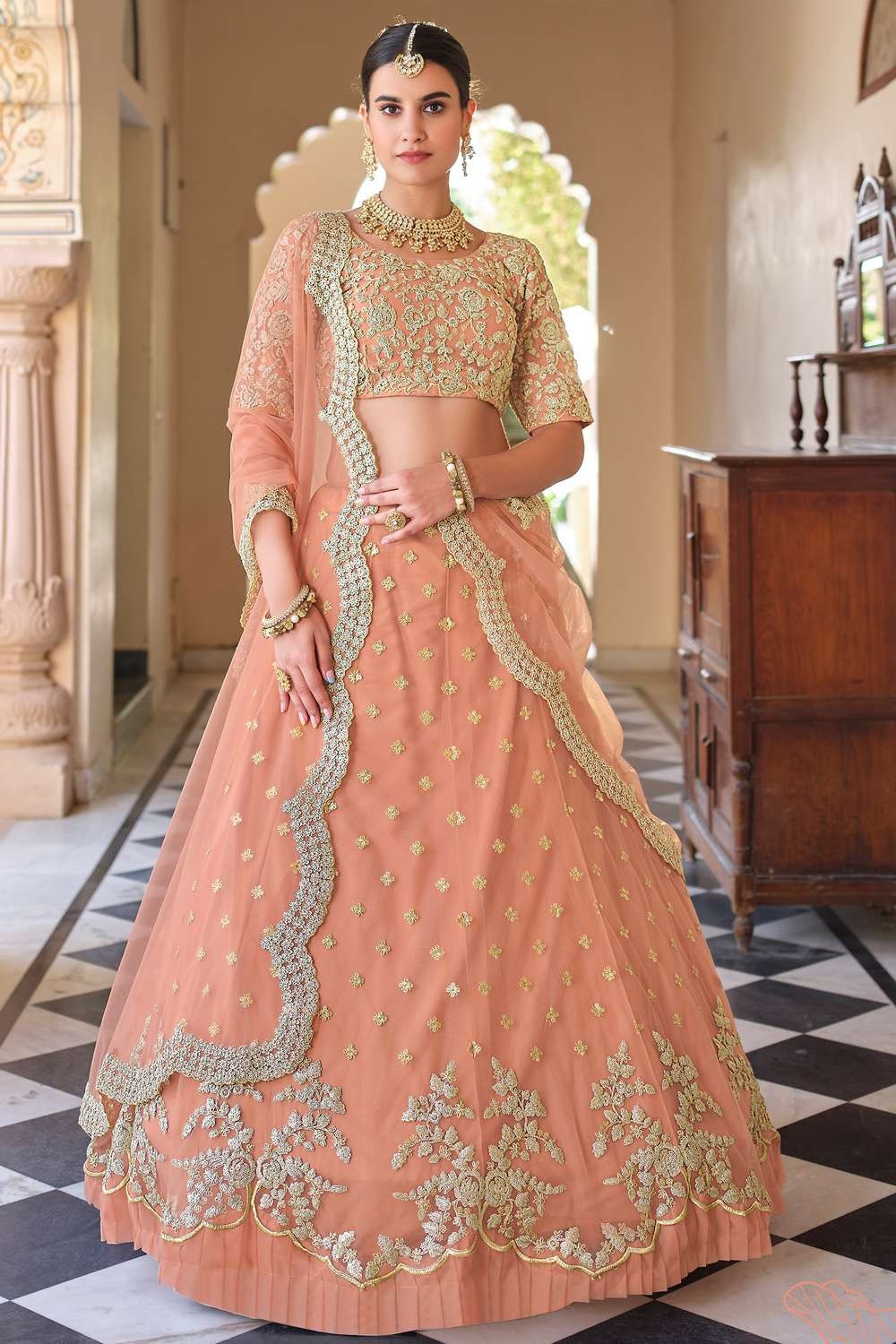 Peach Pink Lehenga Bridal Pakistani Wedding Dress #BN822 | Pakistani bridal  dress, Pakistani bridal dresses, Wedding gown styles