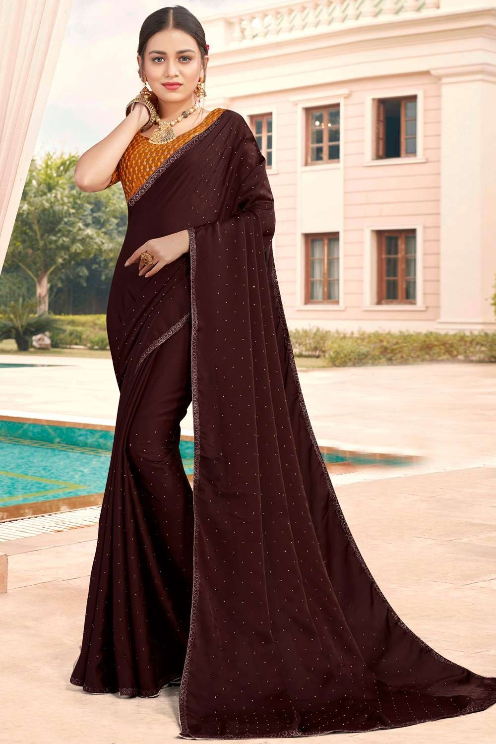 Coffee Gold Weaver Pallu Soft Saree with Blouse Fabric – Triyah