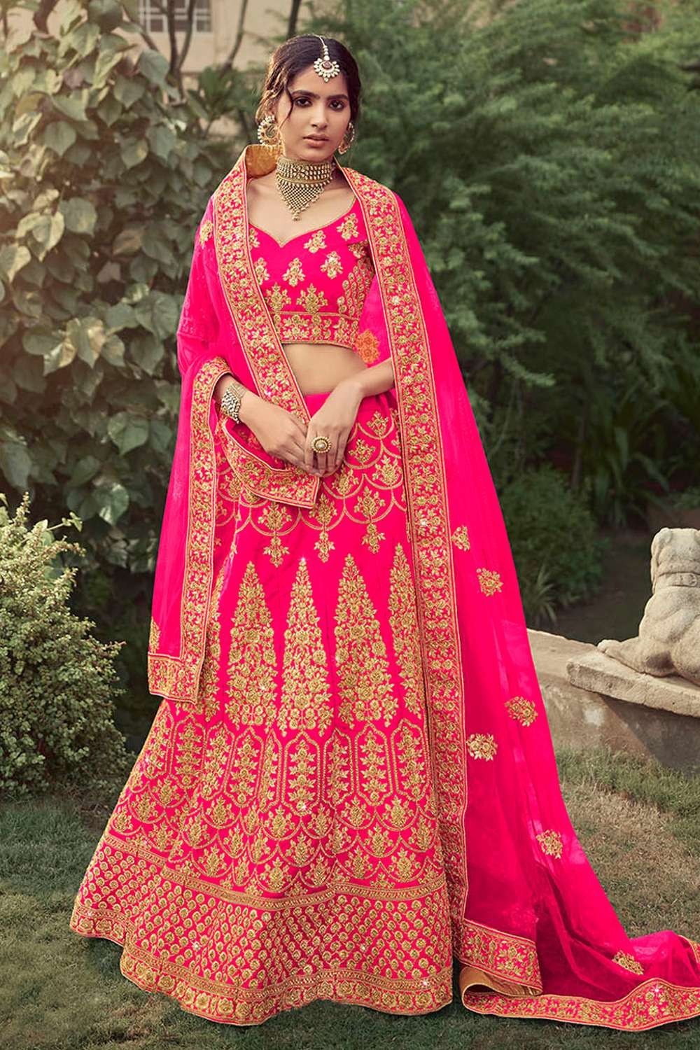 Buy Off White And Pink Wedding Lehenga Choli In USA, UK, Canada, Australia,  Newzeland online