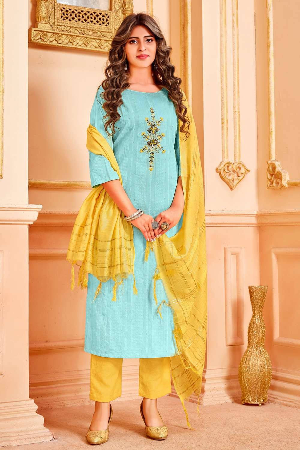 Shop Entrancing Embroidered Georgette Sky blue Salwar suit Online : 86320 -