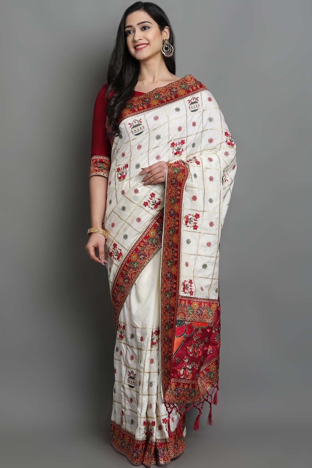 Discover 148+ white silk blouse for saree super hot
