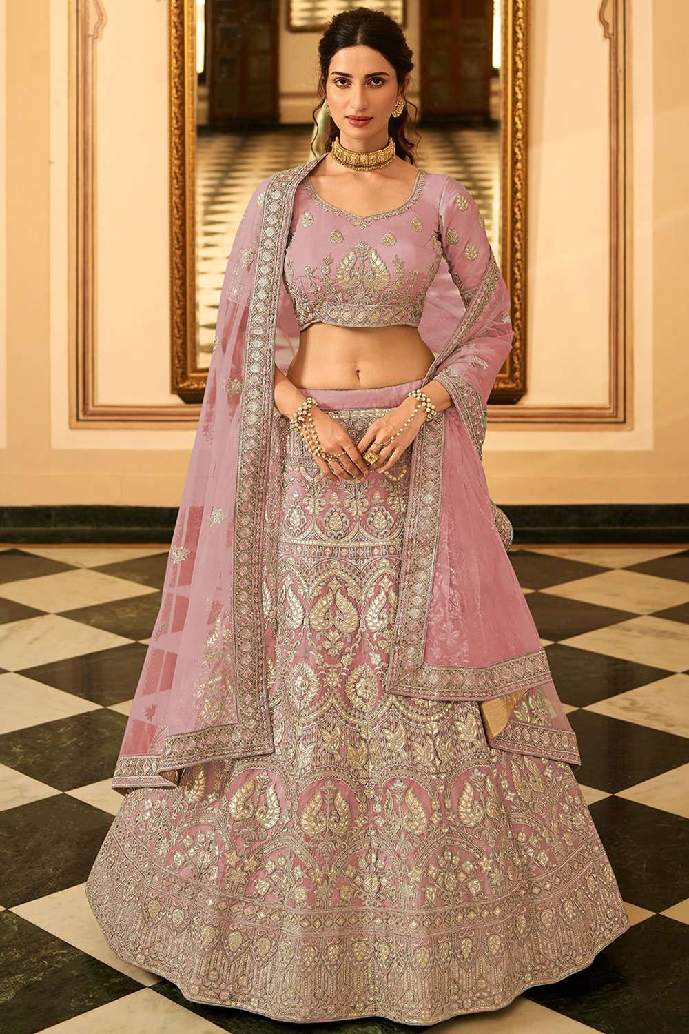 Suhani Blush Pink Lehenga Set | Pink lehenga, Floral lehenga, Indian bridal  outfits