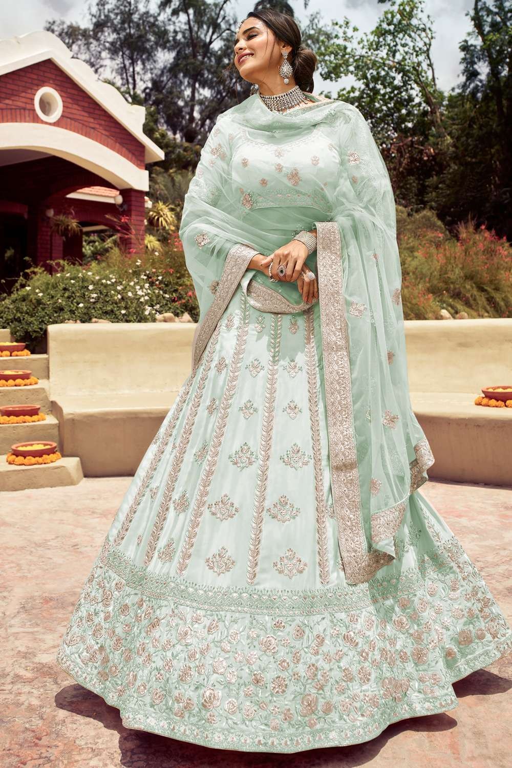 Royal Blue Banarasi Lehenga With Designer Blouse And Dupatta. – LusionWear