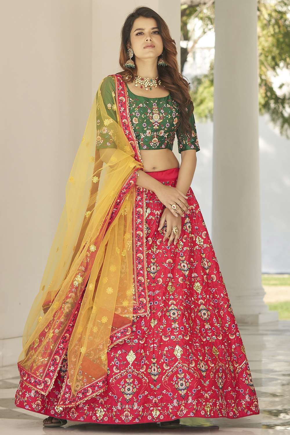 Buy Navy Blue Silk Lehenga with Silk Choli and Net Dupatta online -Andaaz  Fashion