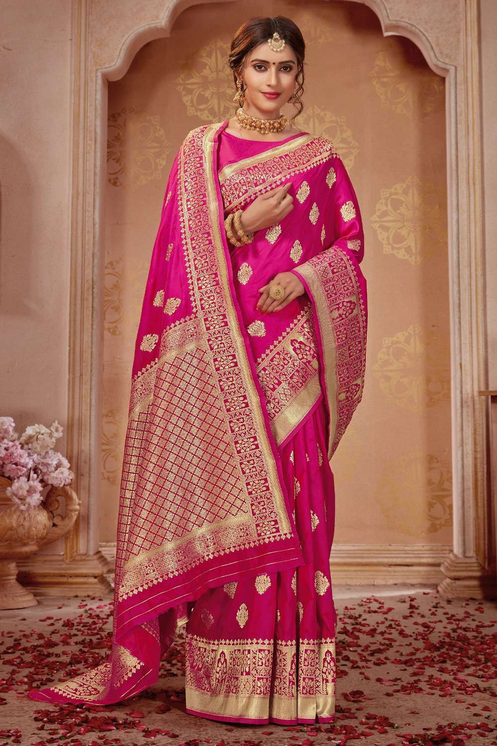 Buy Banarasi Silk Sarees for Women with Beautiful Tassels For Wedding | Red  Saree | Pink Saree (Pink 1) at Am… | Party wear sarees, Bridal saree, Silk  sarees online