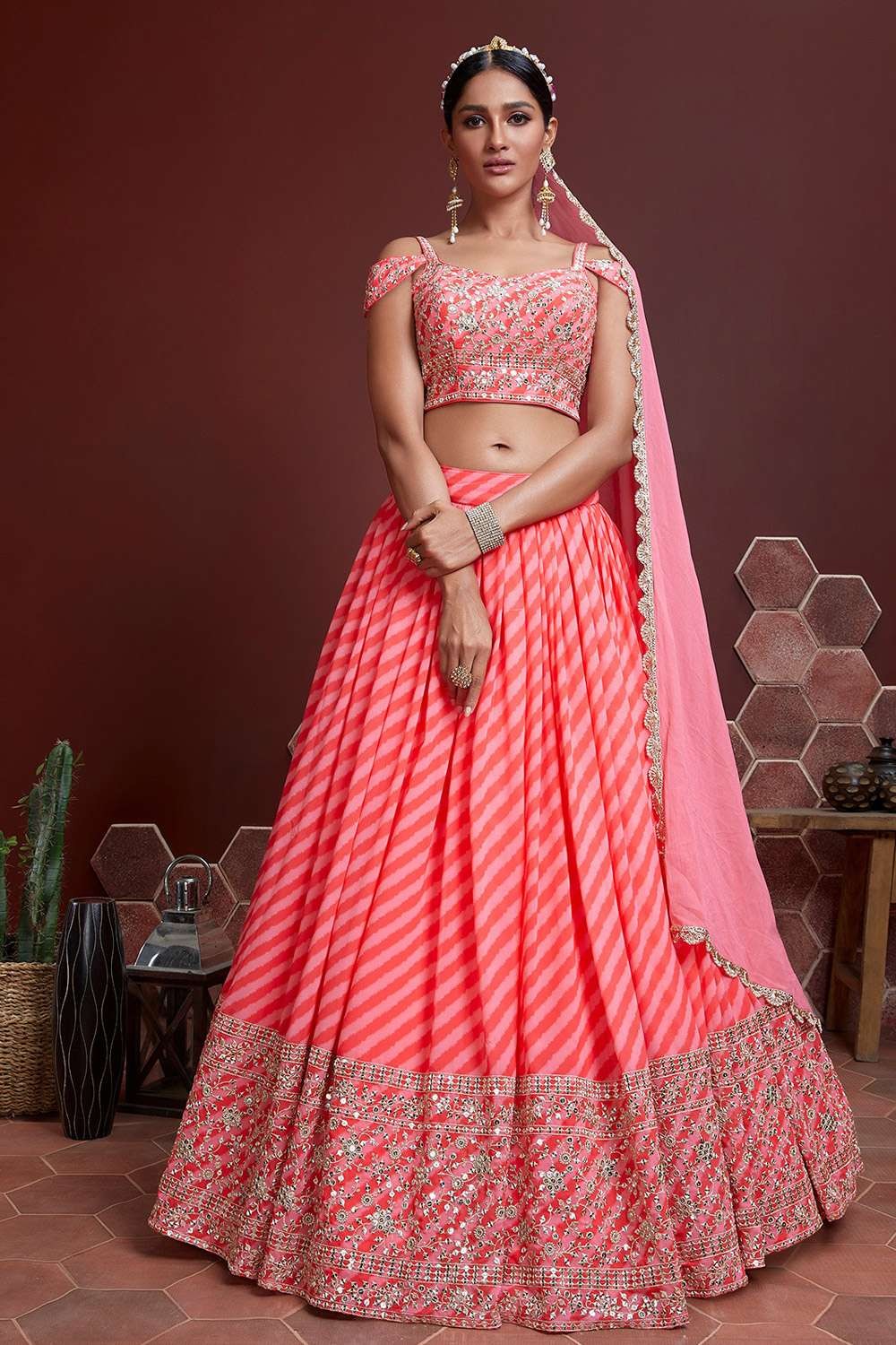Pink Party Lehenga Choli in Embroidered Organza - LC5632