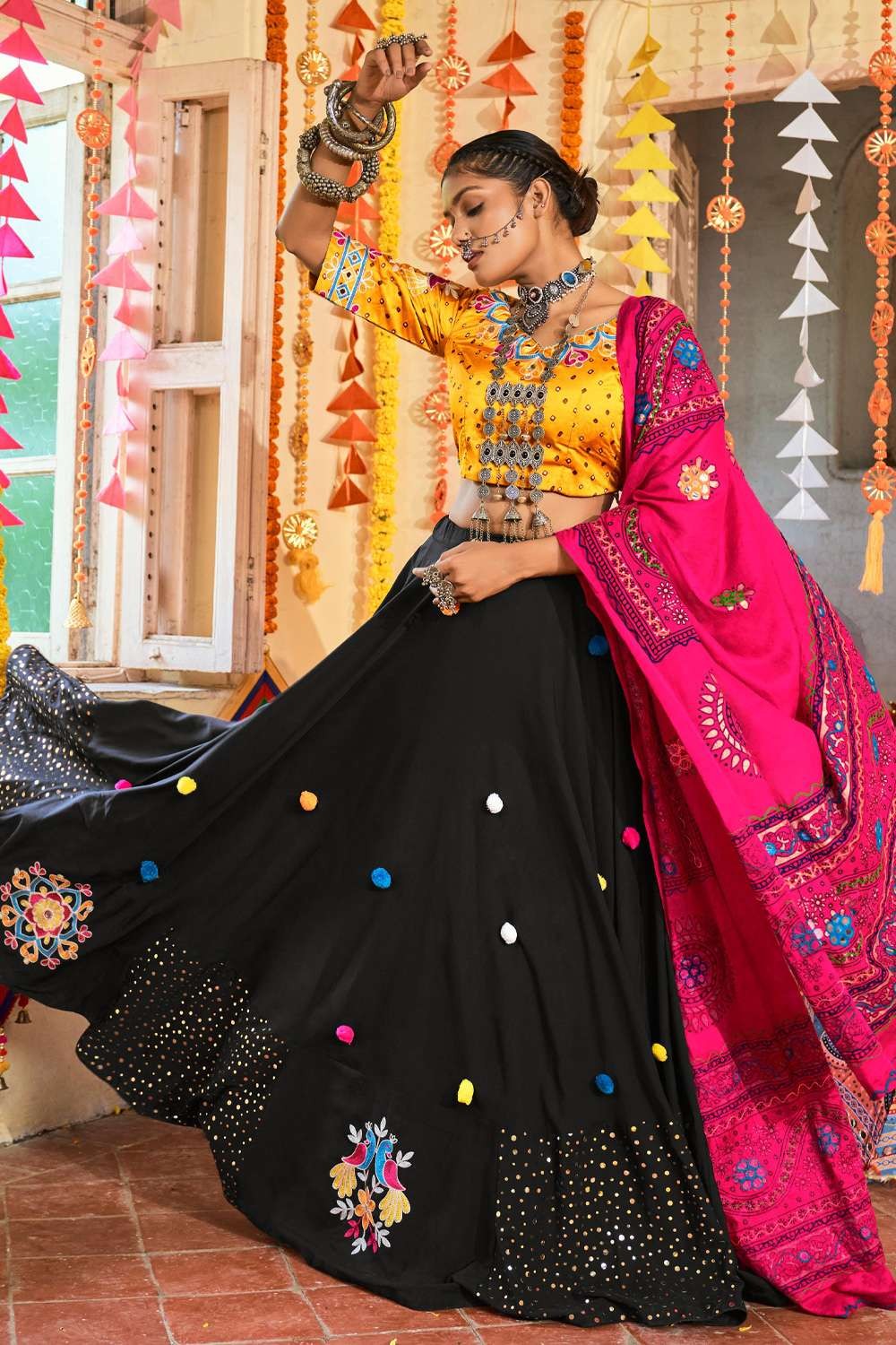 Garba Night Special Black Patola Print Lehenga Choli SF-1423 – Fashion Flux