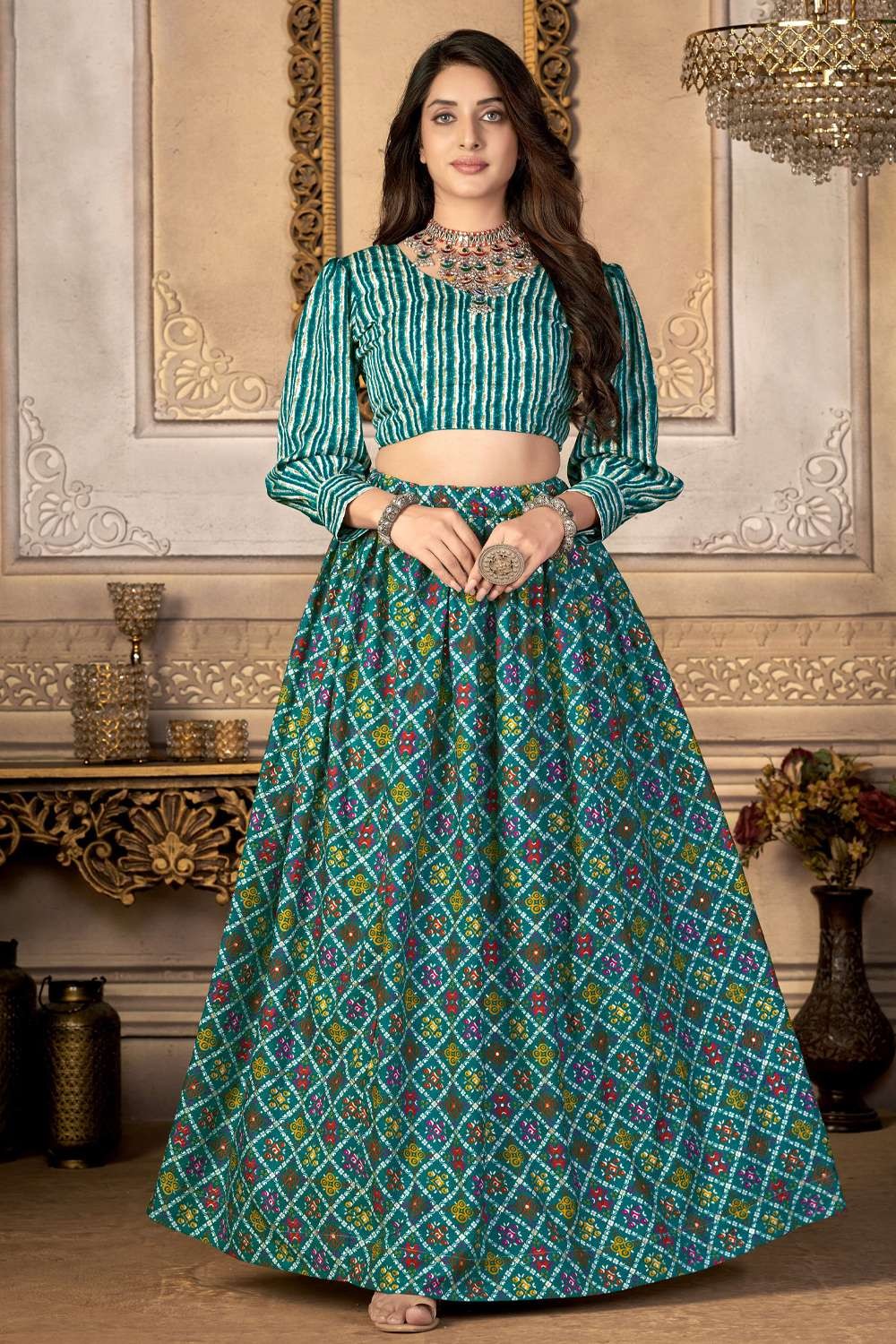 Buy Wedding Party Lehenga - Exquisite Green Georgette Lehenga Choli –  Empress Clothing
