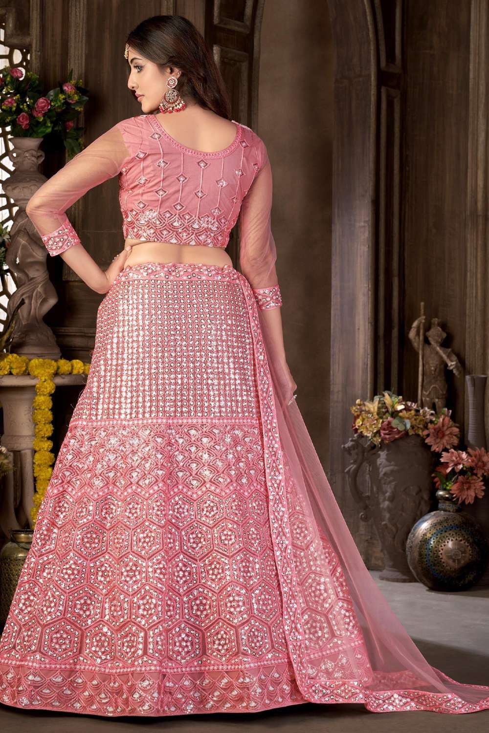 Mesmeric Party Wear Rose Pink Color Lehenga Choli - wefind