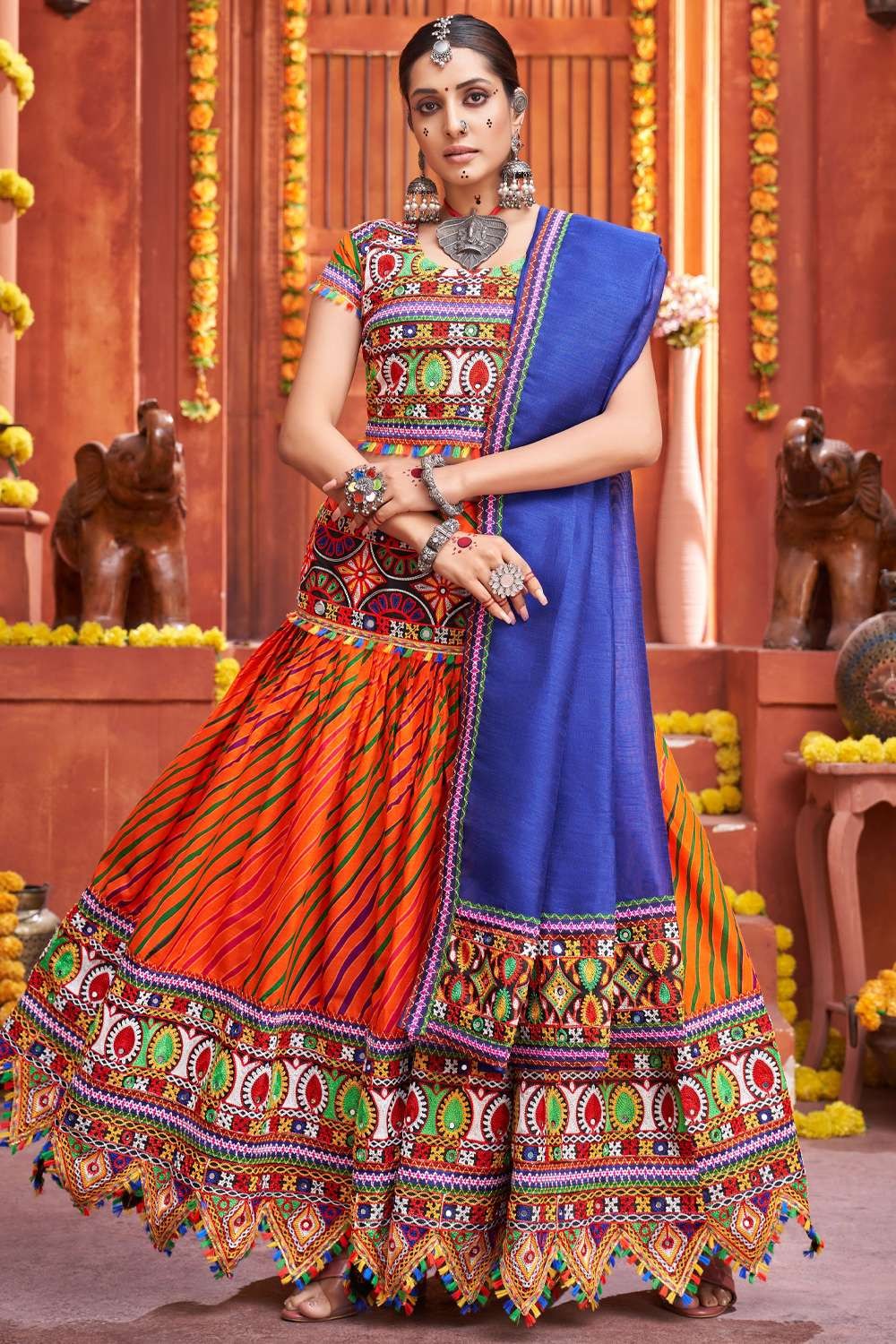 Buy Royal Blue Lehenga Choli With Dupatta and Embroidery With 9mm Silver  Sequins With Moti Lace Border With Georgette Blouse With Embroidery Online  in India - Etsy