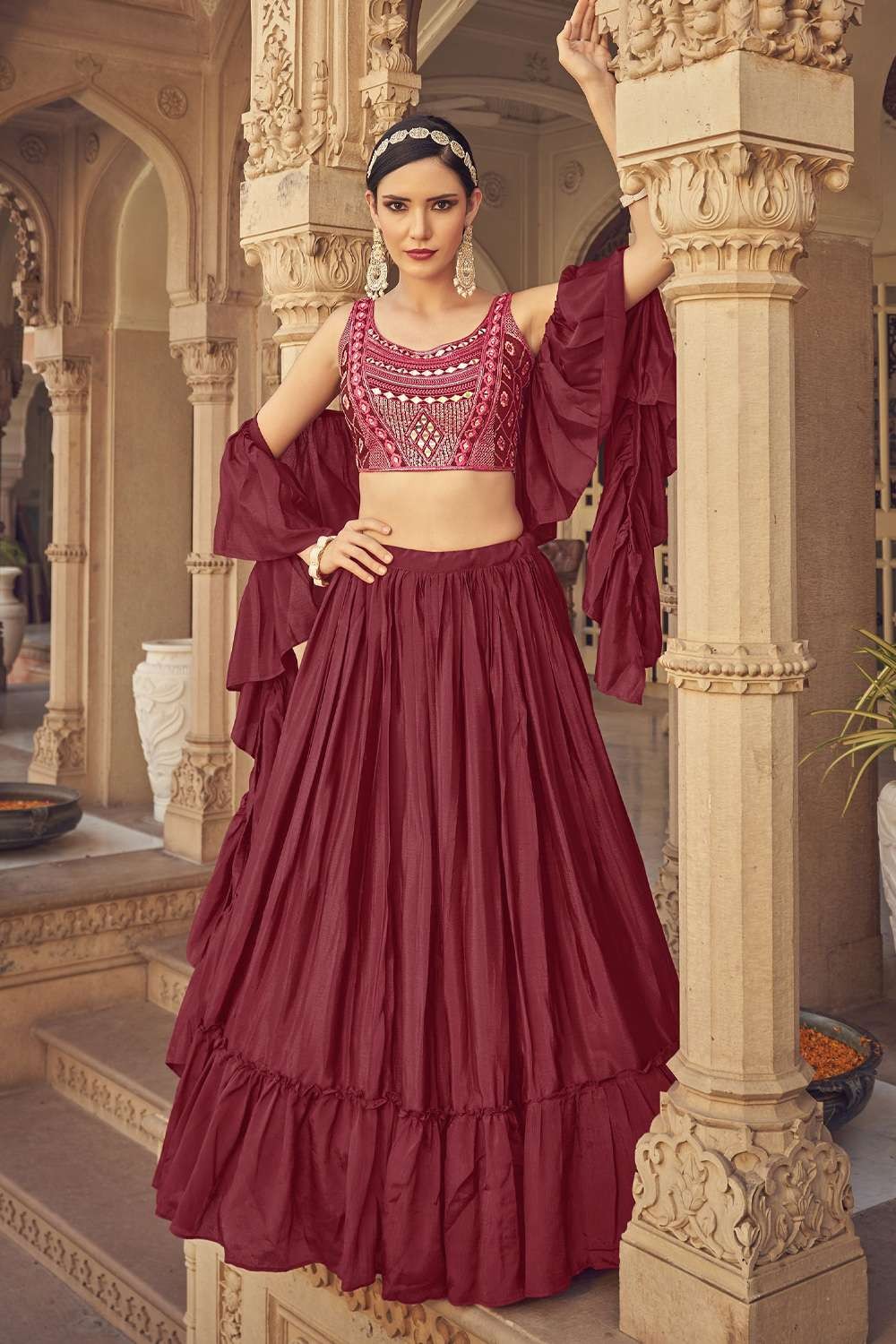 Buy Seven Star Creation Women's Party Wear Lehenga Choli (Color: Maroon  Free Size)Available on sell at Amazon.in