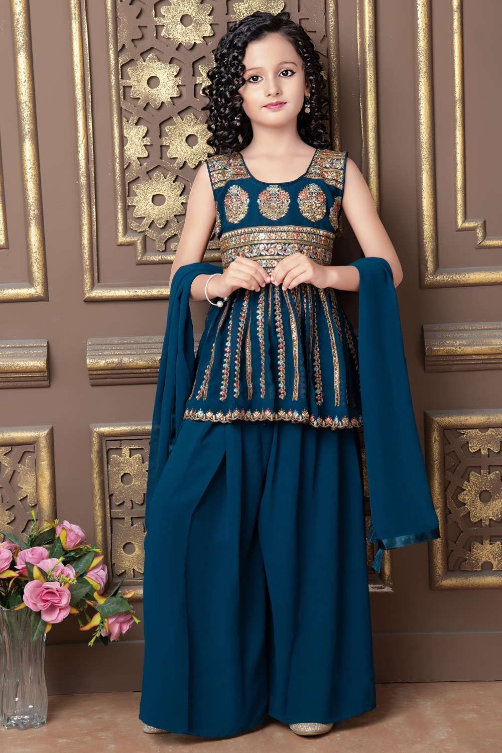 Buy Kids Girls Blue Art Silk Digital Printed Halter Neck Dress Online at  Best Price | Cbazaar