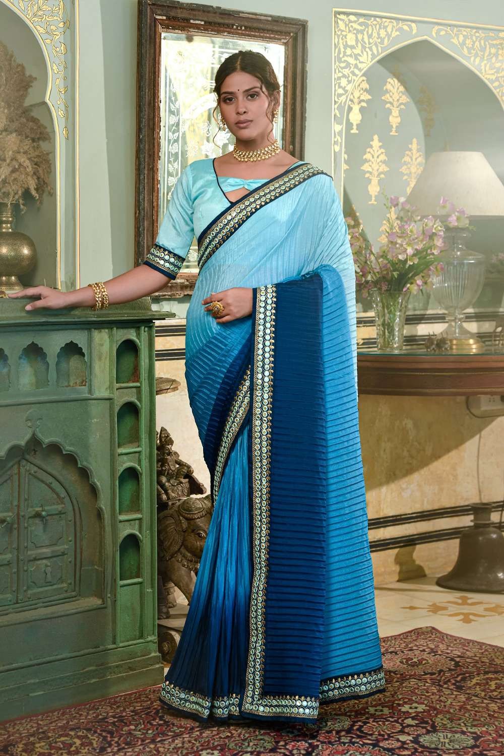 Women's Sky Blue Soft Silk Saree With Unstiched Blouse Piece at Rs  499/piece in Surat