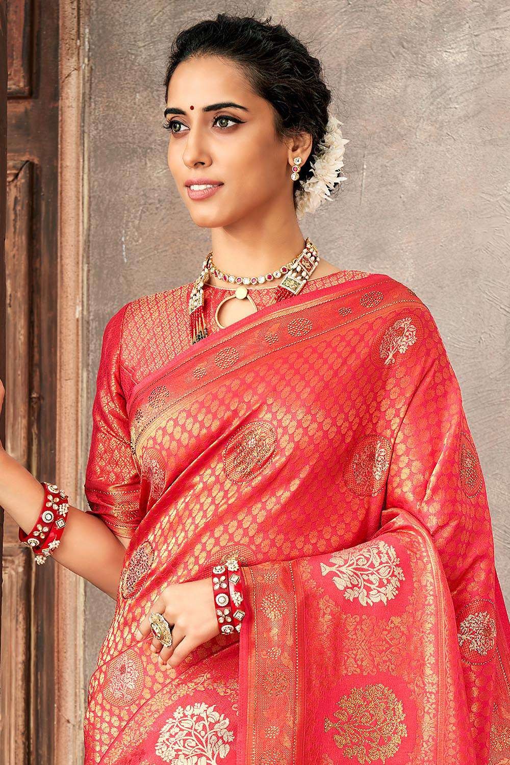 ARNIKA FABRICS Party Wear Brocade Silk Saree, 5.5 m (separate blouse piece)  at Rs 699 in Surat